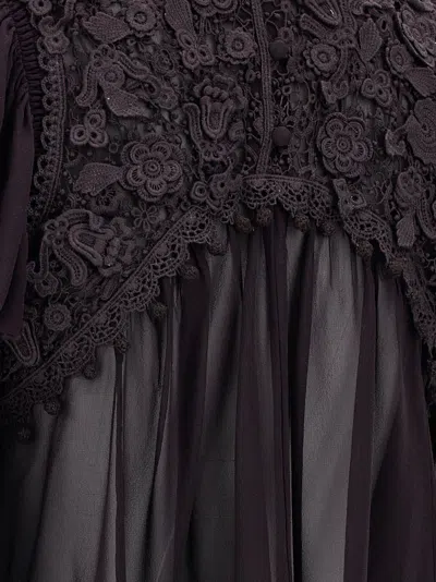 Isabel Marant 'puff Sleeves' Sheer Lace Top With Floral Embroidery In Black
