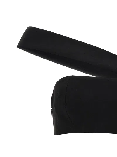 Monot One-shoulder Fitted Silhouette Top In Black