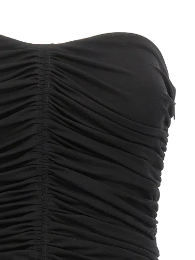 Saint Laurent Strapless Ruched Crepe-jersey Bustier Top In Black