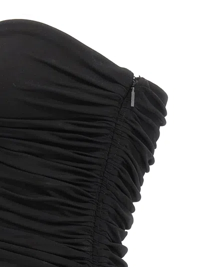 Saint Laurent Strapless Ruched Crepe-jersey Bustier Top In Black