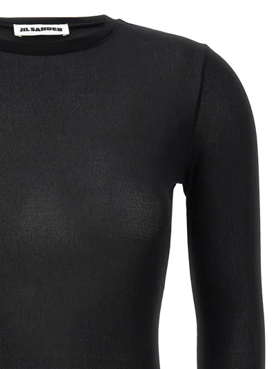 Shop Jil Sander Silk Mesh Top In Black