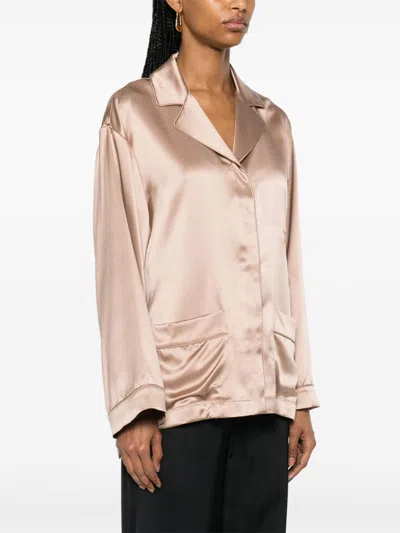 Max Mara Vasaio Silk Shirt In Brown