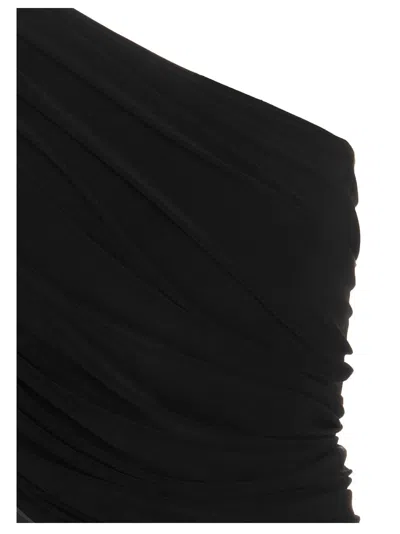 Norma Kamali Black One-shoulder Draped Top In Black