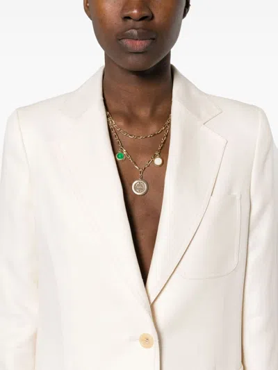 Max Mara Womens Sand Mosa Single-breasted Linen-cotton Blend Blazer In White