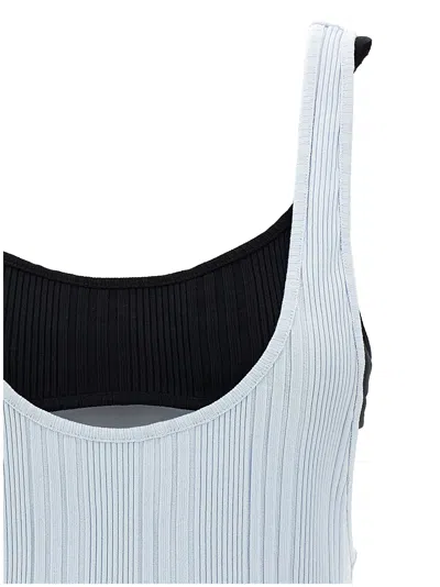 Attico Light Blue Flat Ribbed Tank Top In Light Blue