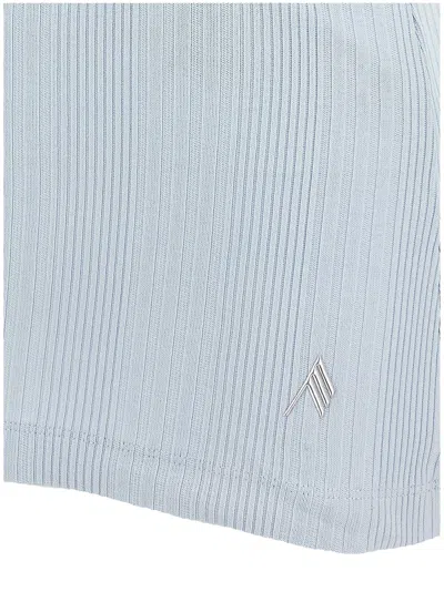 Attico Light Blue Flat Ribbed Tank Top In Light Blue