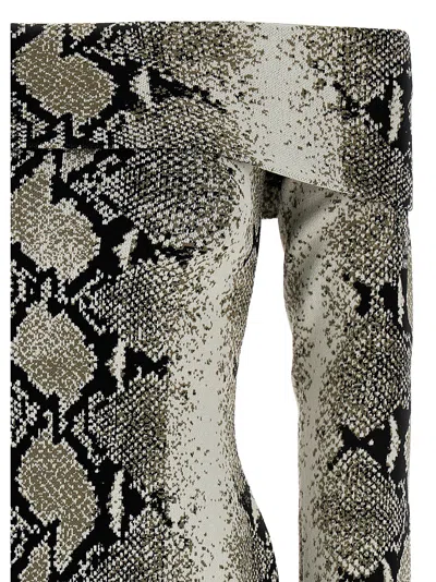Khaite Vivi Snakeskin-print Foldover Off-the-shoulder Top In Multicolor