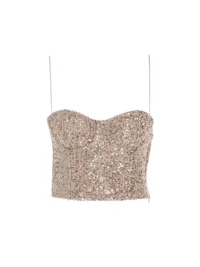 Rochas Sequin Top In Silver