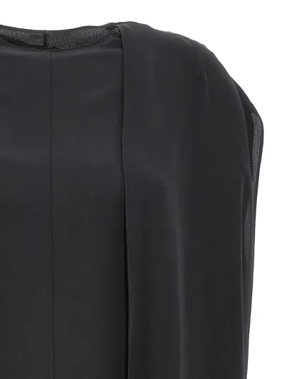 The Row Draped Silk Mini Dress In Black