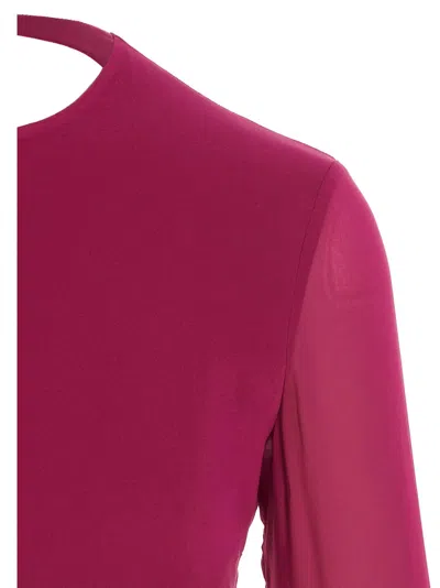 The Andamane Fuchsia Cropped Georgette Top In Fuchsia