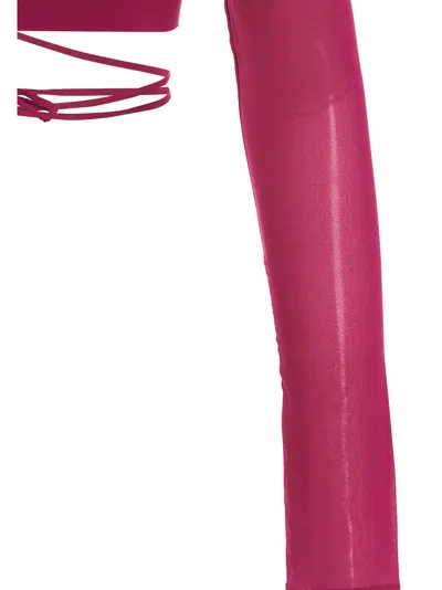 The Andamane Fuchsia Cropped Georgette Top In Fuchsia