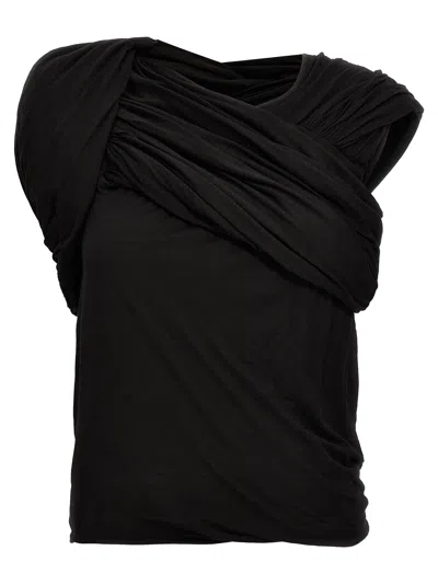 Rick Owens Harness T Draped Top In Black