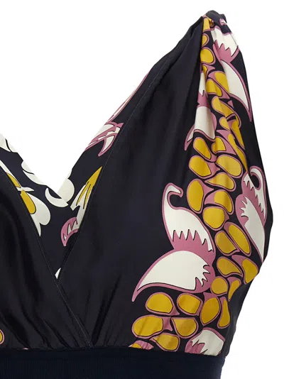 Tory Burch Silk Floral V-neck Sleeveless Top In Black
