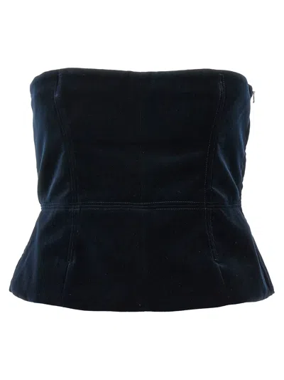 Tom Ford Velvet Strapless Top Fitted Silhouette In Blue