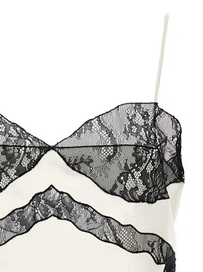 The Andamane Narcisa Lace Trim Cropped Top In White/black