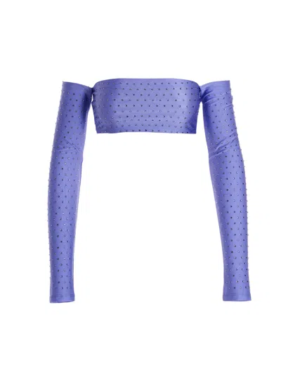 The Andamane Lexi Shiny Crop Top In Purple