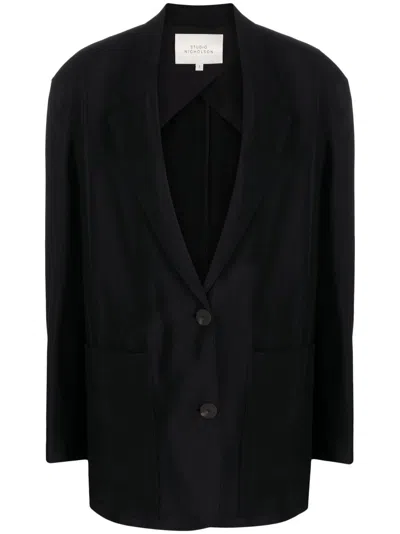 Shop Studio Nicholson Pre Cotton Blend Jacket In Black