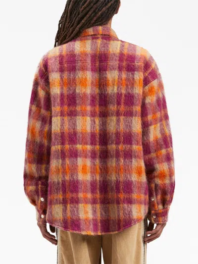 Palm Angels Virgin Wool Overshirt With Snap Buttons In Bordeaux