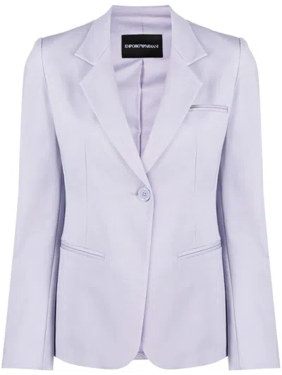 Emporio Armani Cotton Single Breasted Jacket In Purple