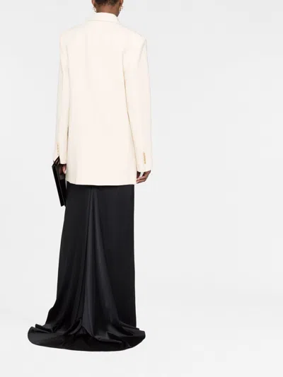 Khaite Nathan Double-breasted Blazer Jacket With Padded Shoulders In Black