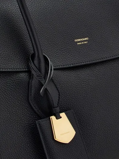 Shop Ferragamo Firenze Large Leather Tote Bag In Black