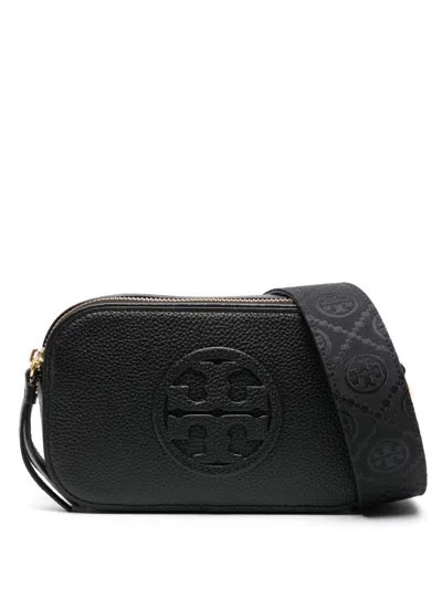 Tory Burch Miller Mini Logo Lambskin Crossbody Bag In Black