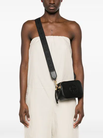 Tory Burch Miller Mini Logo Lambskin Crossbody Bag In Black