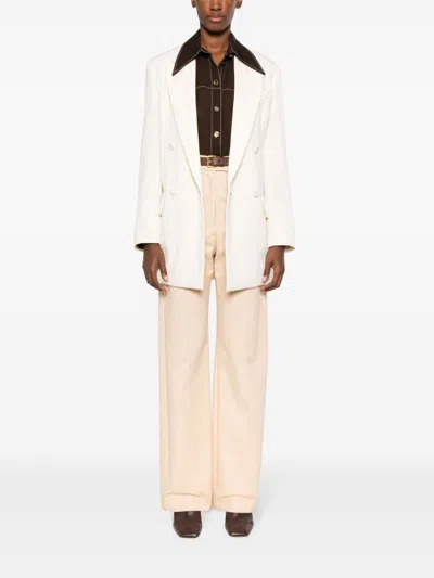 Max Mara Monica Double-breasted Wool Blazer In White