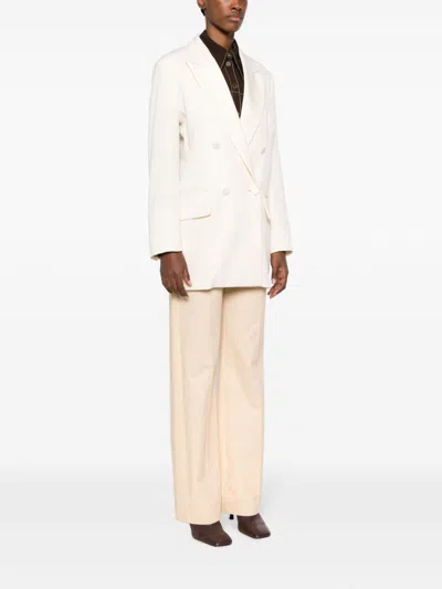 Max Mara Monica Double-breasted Wool Blazer In White