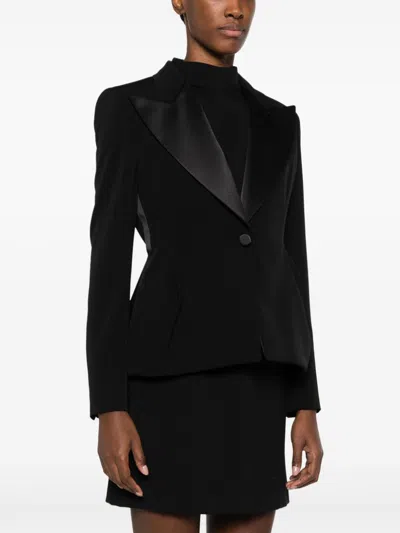 Max Mara Wool Single-breasted Blazer Jacket In Black