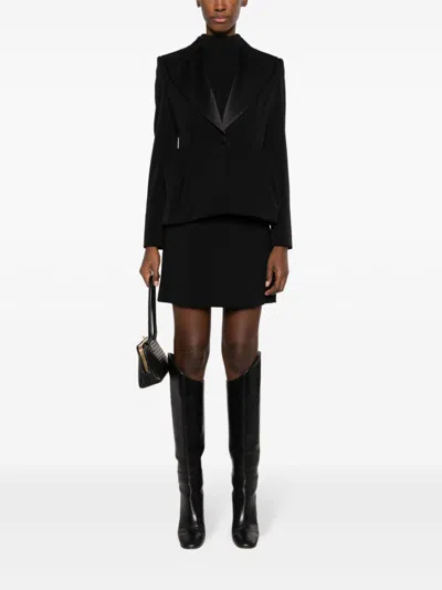 Max Mara Wool Single-breasted Blazer Jacket In Black