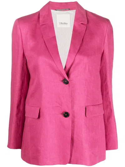 's Max Mara Single-breasted Linen Blazer In Pink