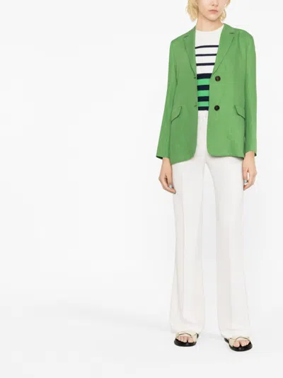 's Max Mara Sofia Single-breasted Linen Blazer In Green