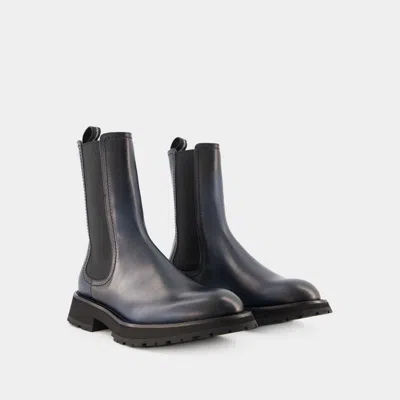 Shop Alexander Mcqueen Chelsea Boots In Grey