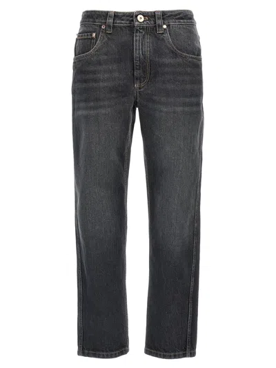 Shop Brunello Cucinelli 'monile' Jeans In Gray