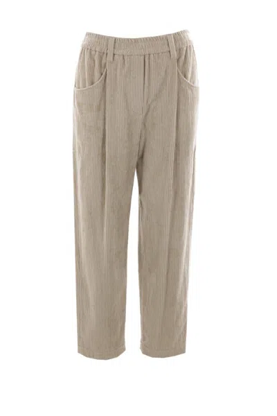 Shop Brunello Cucinelli Trousers In Mother Of Pearl