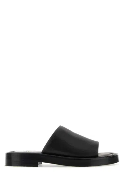 Ferragamo Crossover-strap Leather Slides In Black