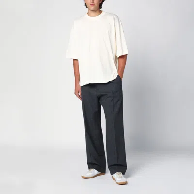 Shop Studio Nicholson Grey Wide Trousers In Brown