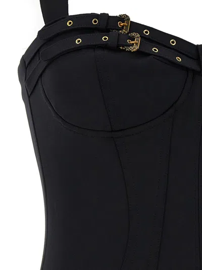 Shop Versace Jeans Couture Buckle Detail Dress In Black