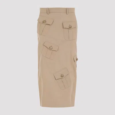 Moschino Military Twist Midi Skirt In Nude & Neutrals