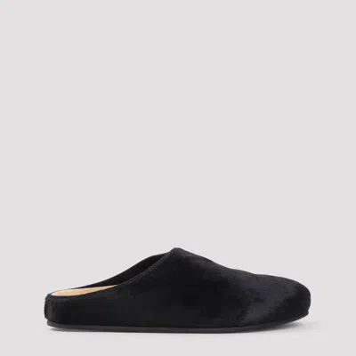 The Row Black Hugo Slip On Slides In Black
