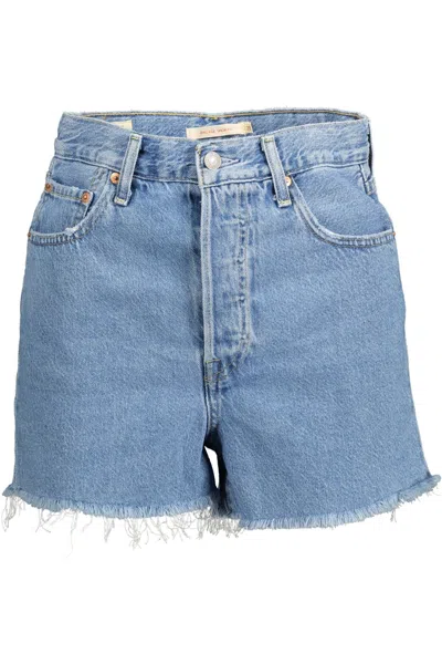 Levi&#039;s Chic Fringed Hem Denim Shorts In Light Blue In Blue