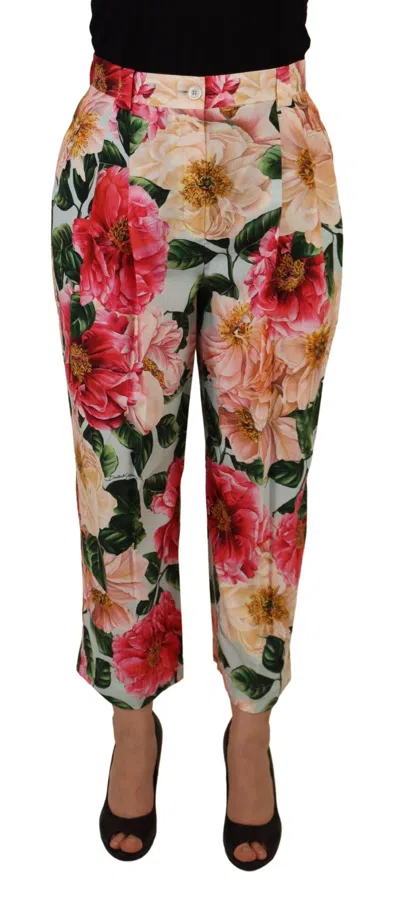 Dolce & Gabbana Exquisite Silk High Waist Pants In Multicolor