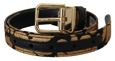 Dolce & Gabbana Multicolor Jacquard Leather Logo Buckle Belt In Multicolor