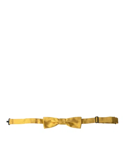 Dolce & Gabbana Yellow Silk Adjustable Neck Men Bow Tie In Yellow