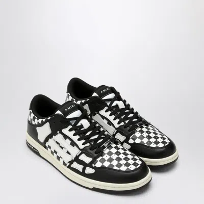 Shop Amiri Skel Top Low Black/white Plaid Sneaker