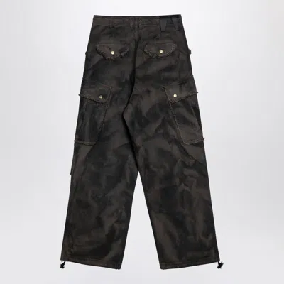 Darkpark Washed Cargo Jeans Drawstring Hem In Brown