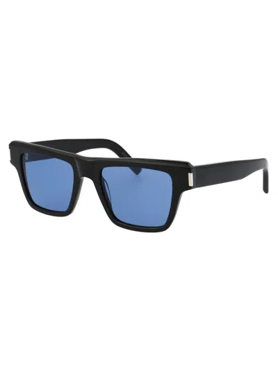 Shop Saint Laurent Eyewear Sunglasses In 005 Black Black Blue