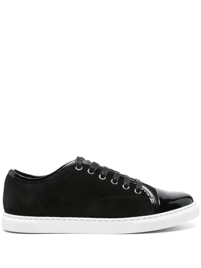 Lanvin Calf Suede Sneakers Metal Eyelet In Black