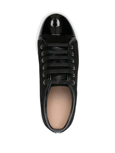 Lanvin Calf Suede Sneakers Metal Eyelet In Black